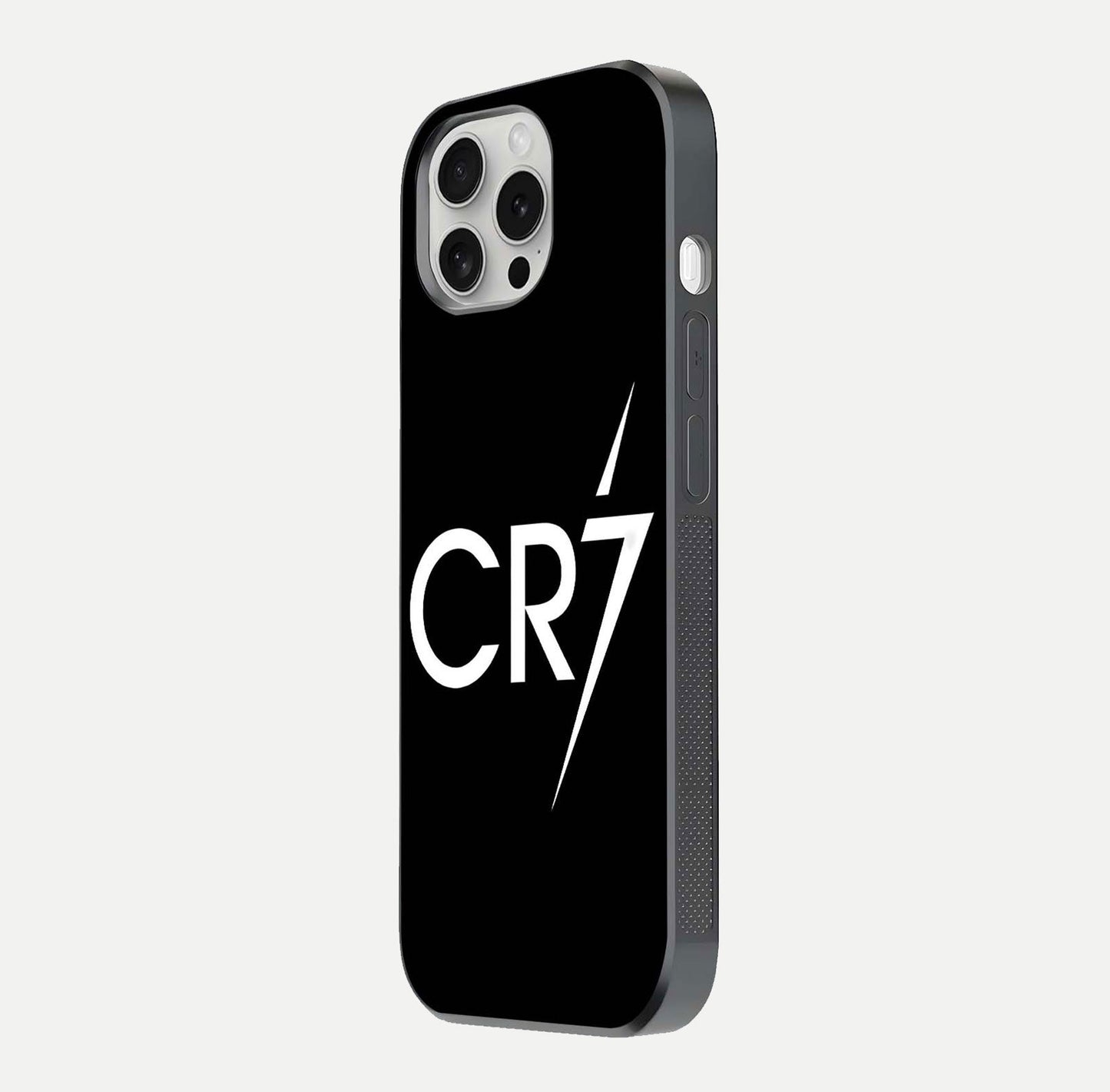 CR7 Elite Strike Glass Case for iPhone 16 Pro side-angle image showing polished edges and vibrant design
