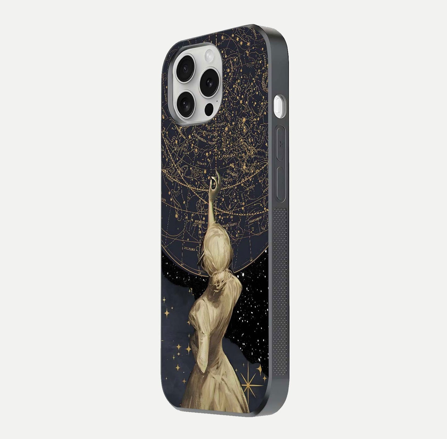 Taylor Swift Girl Glass Case for iPhone 16 Pro side-angle image showing glossy surface and color tone