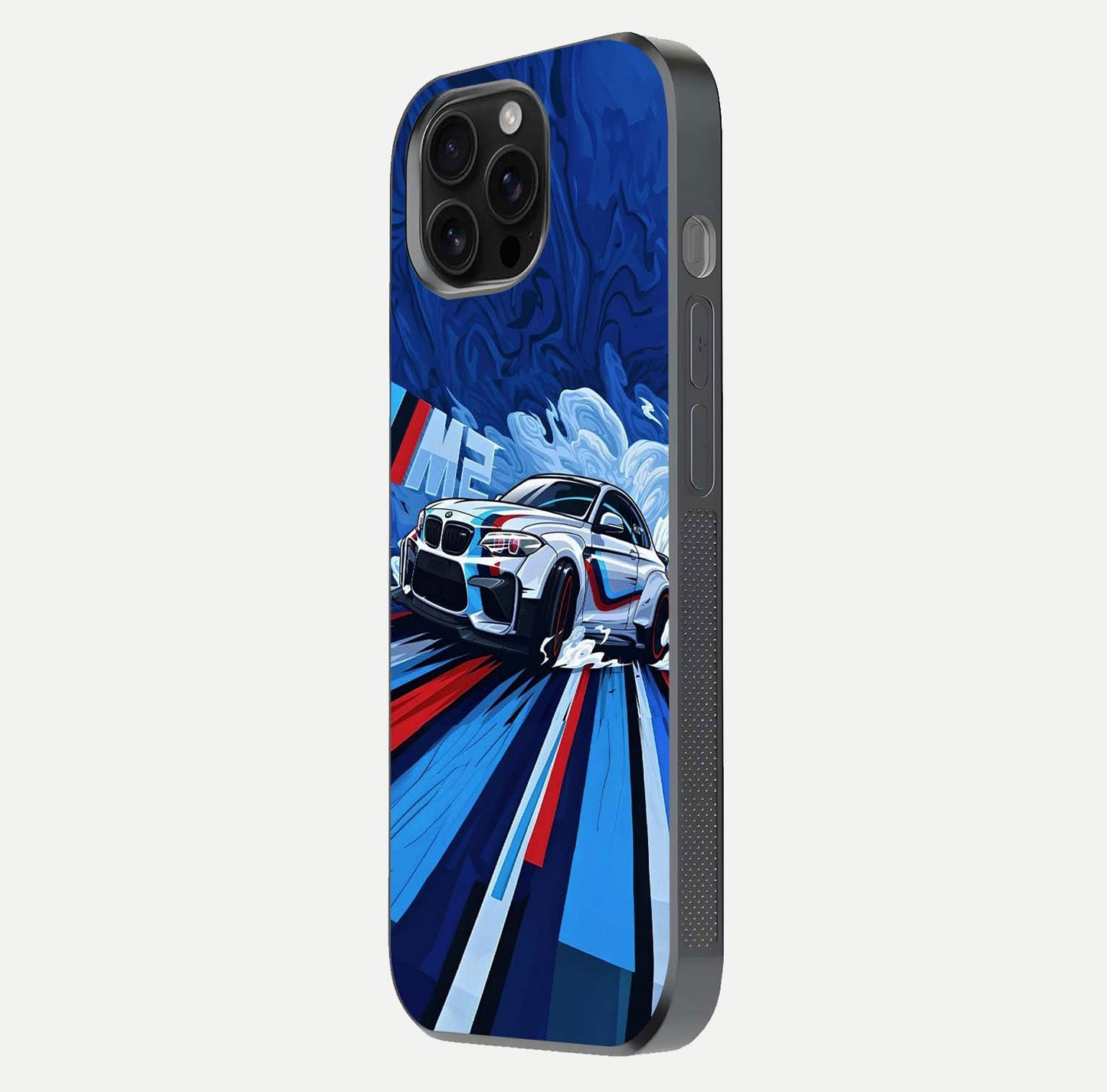 Drift Power Rush Glass Case for iPhone 16 Pro Max side-angle image capturing reflection glow and smooth curve