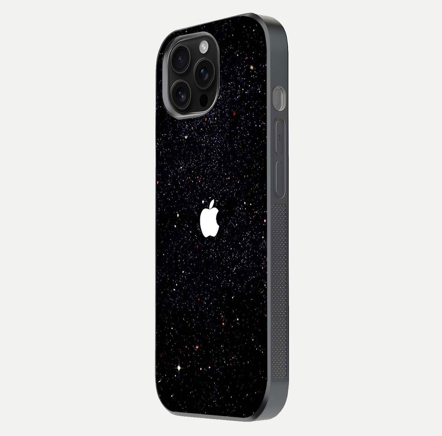 Starry Apple Galaxy Glass Case for iPhone 16 Pro Max side-angle image showing gloss and star pattern detail