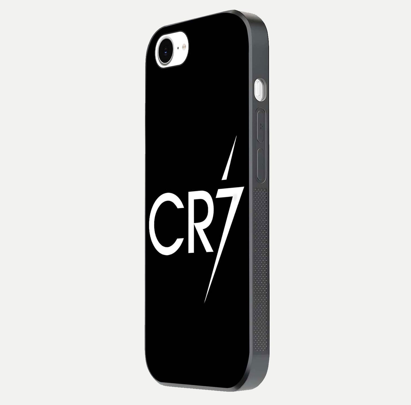 CR7 Elite Strike Glass Case for iPhone 16e side-angle image showing polished edges and vibrant design