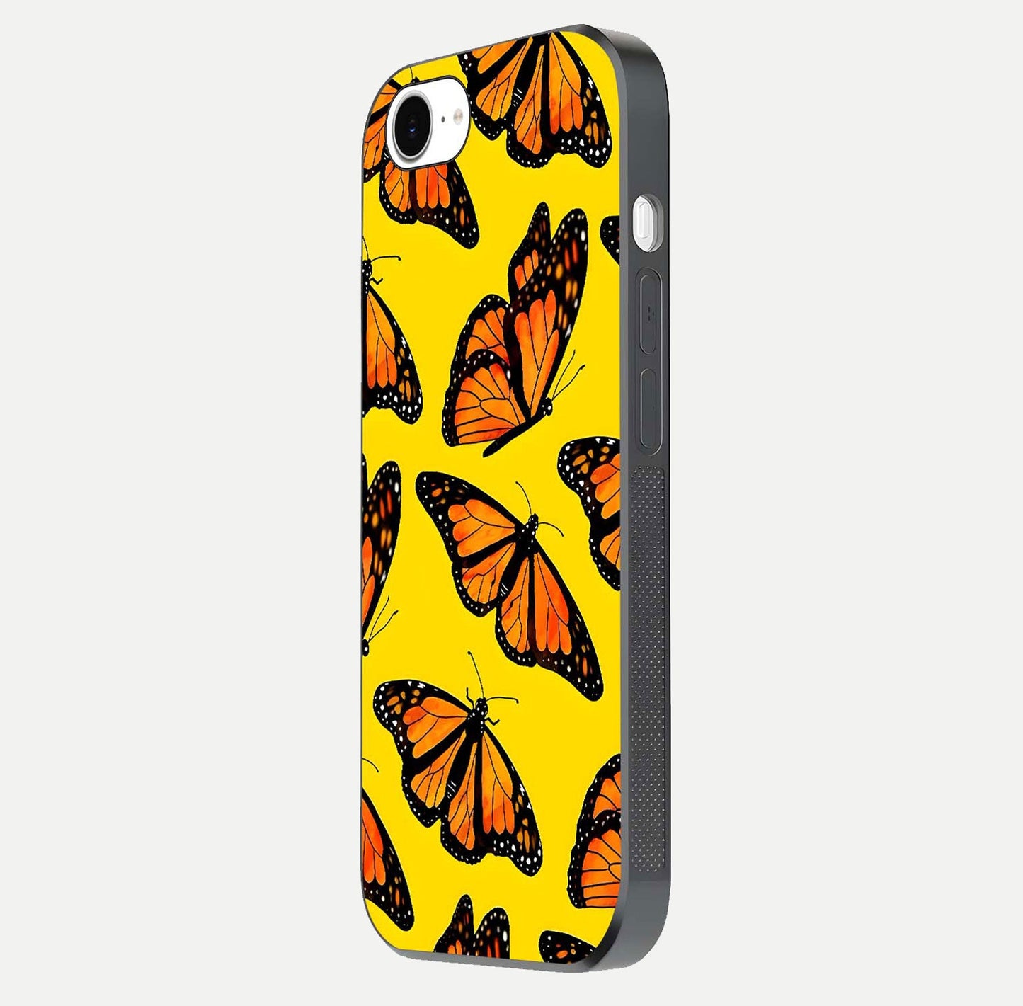 Golden Wing Flight Glass Case for iPhone 16e side-angle image showing polished surface and golden gradient