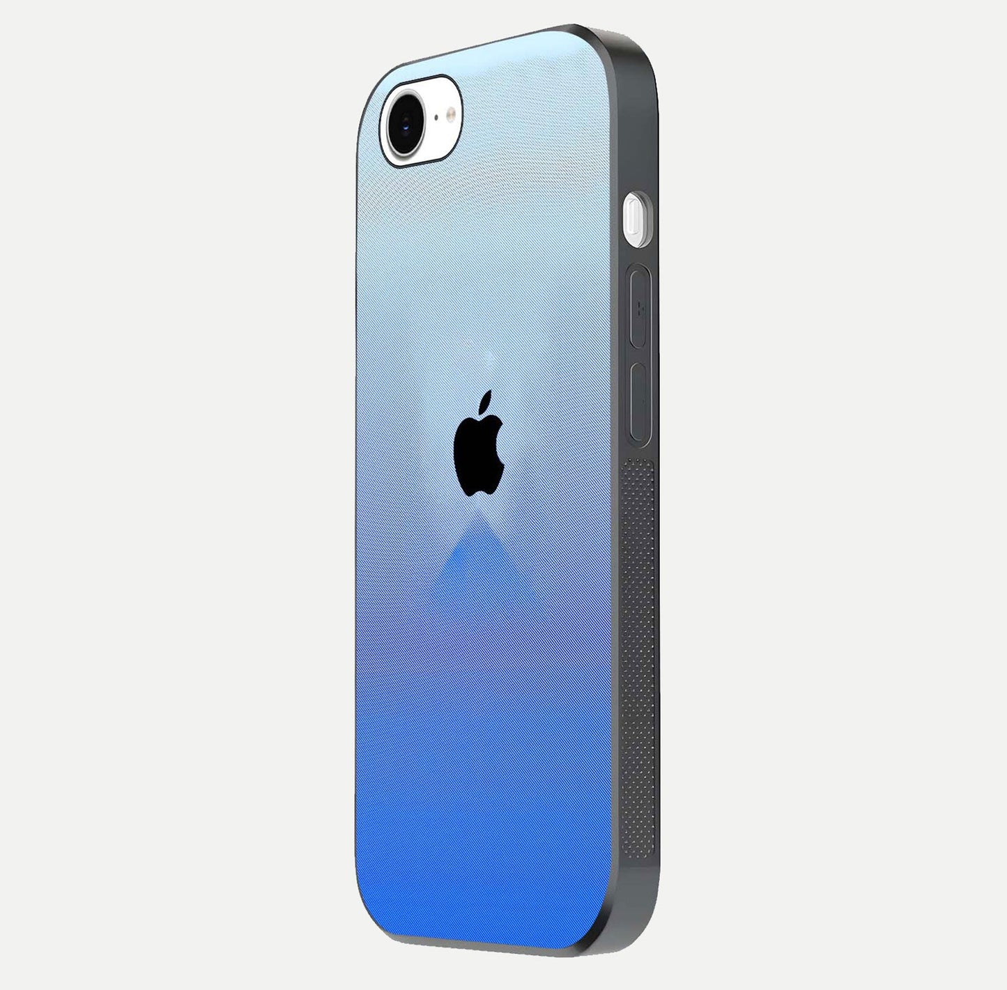 Gradient Apple Vibe Glass Case for iPhone 16e side-angle image showing reflection glow and elegant surface