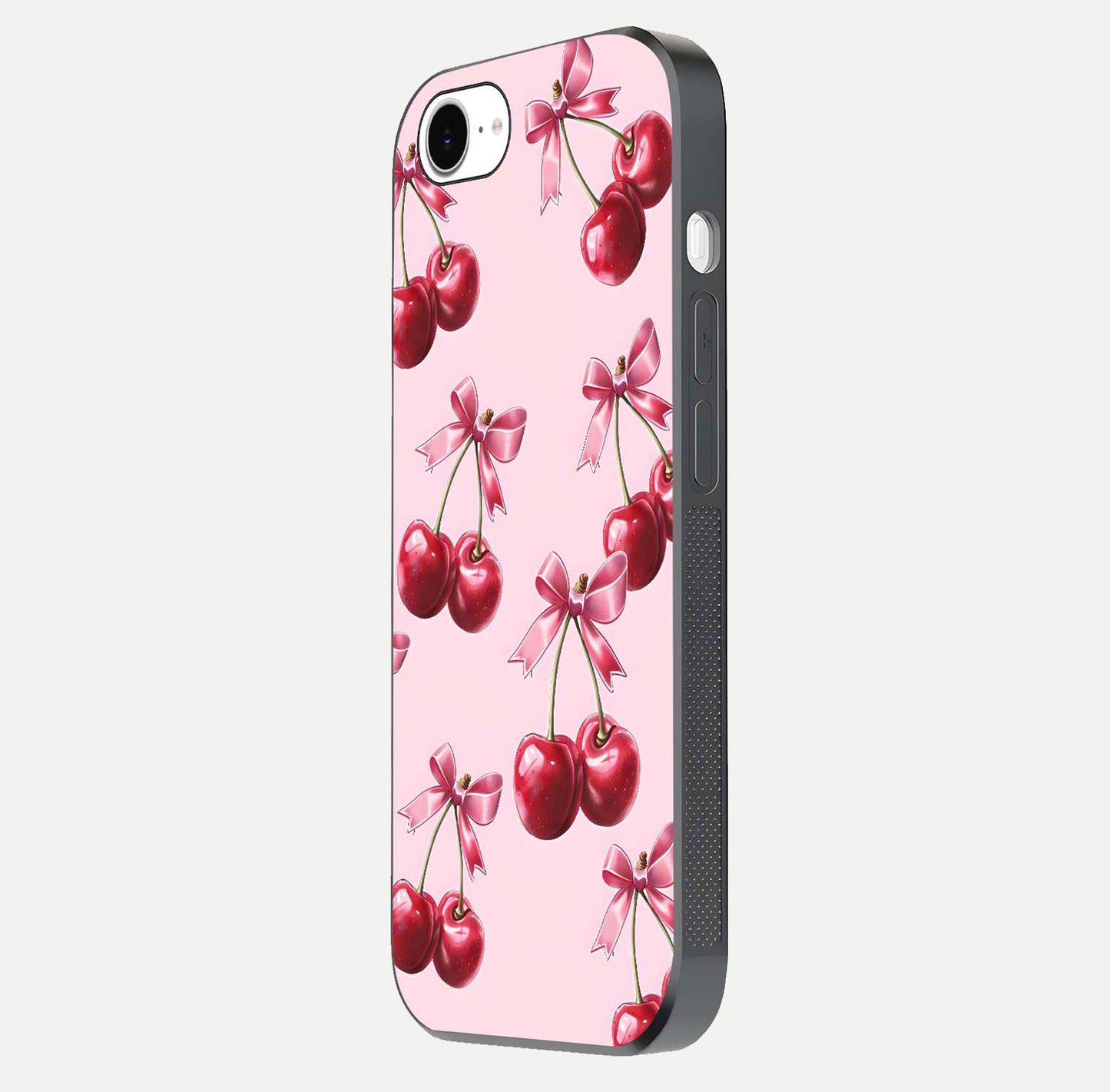 Red Cherries Pattern Glass Case For iPhone 16e