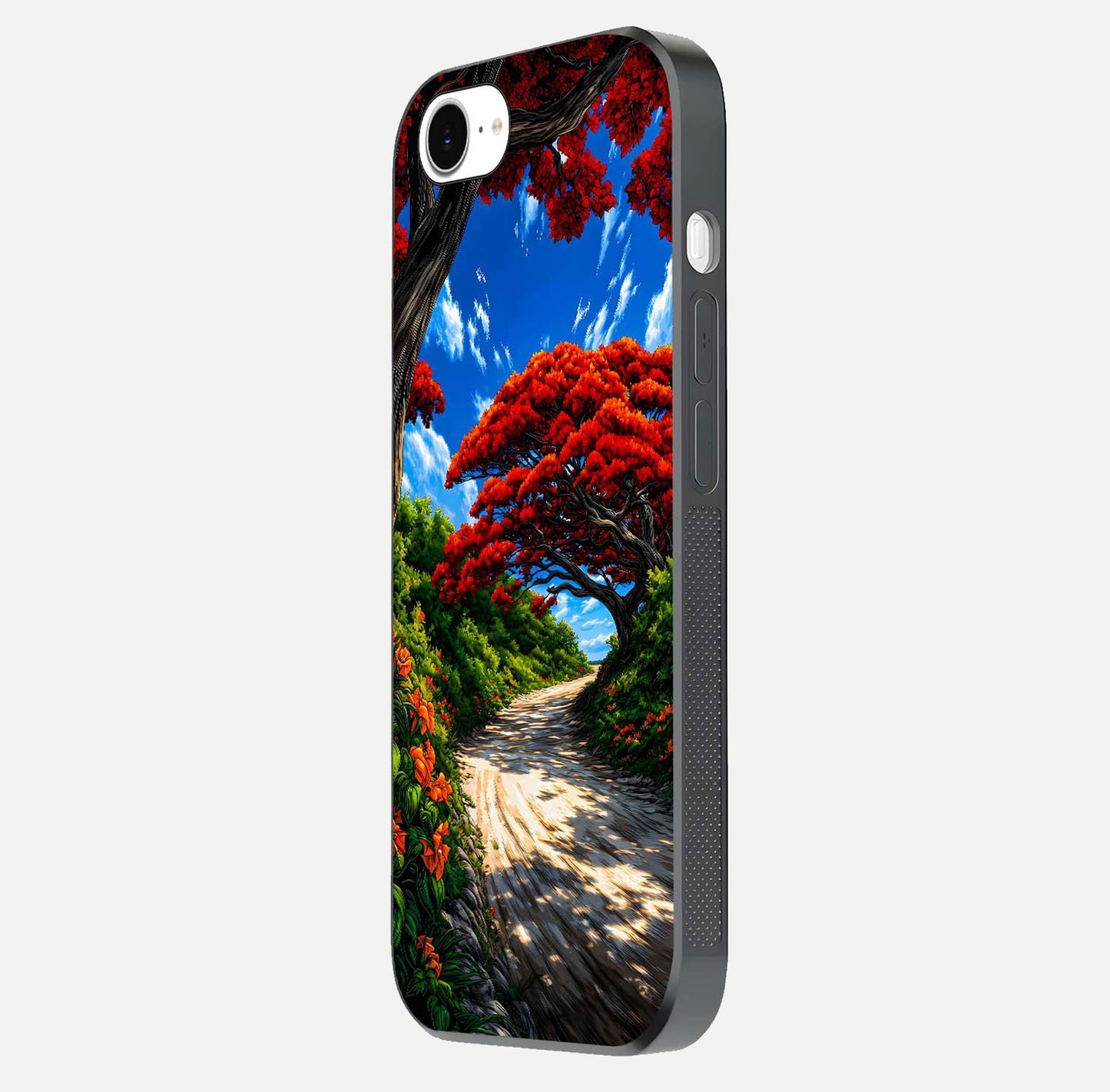 Red Trees Pathway Glass Case For iPhone 16e