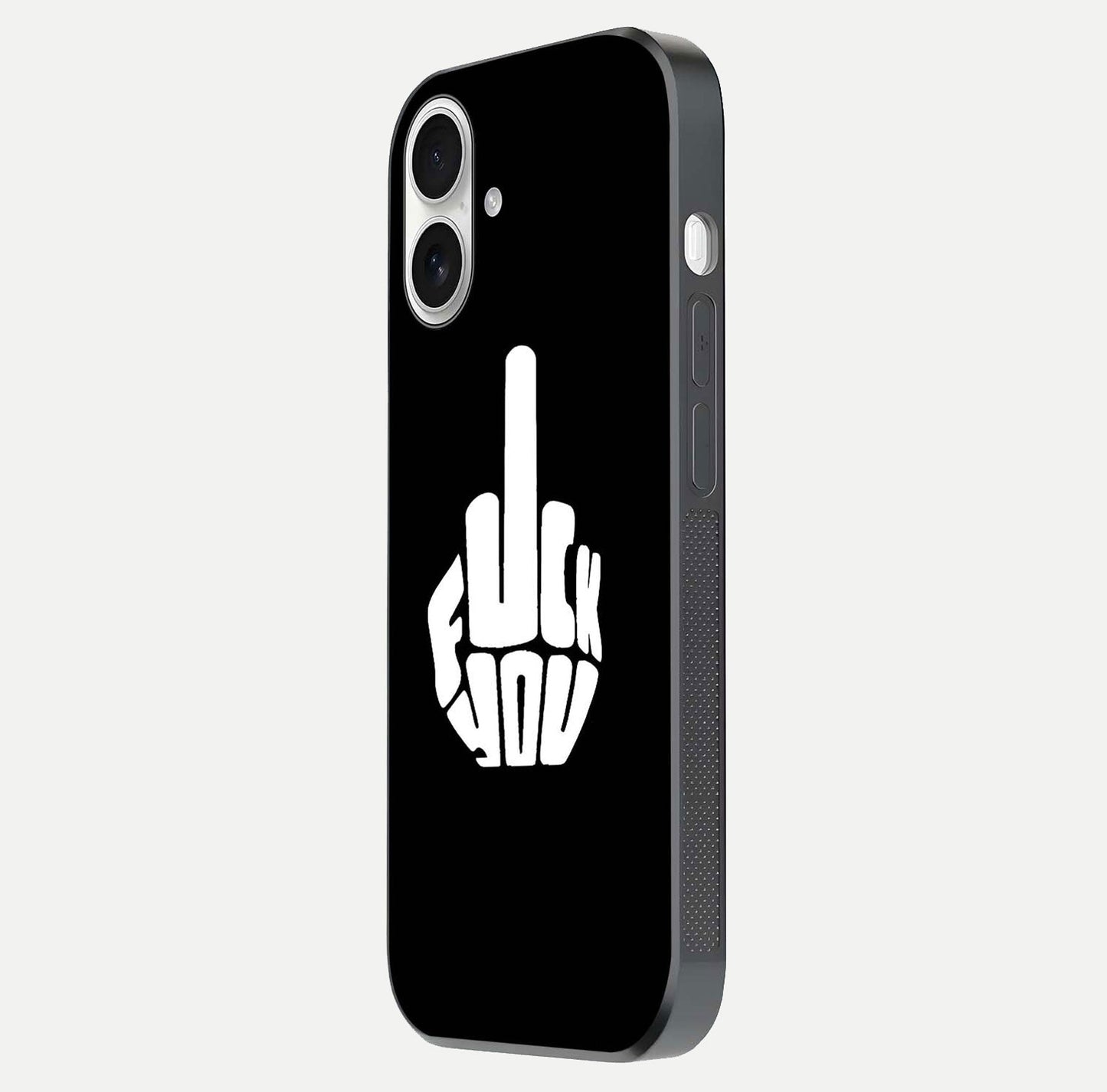 Rebel Mode On Glass Case for iPhone 17 side-angle image showing reflection, edge detail, and text clarity