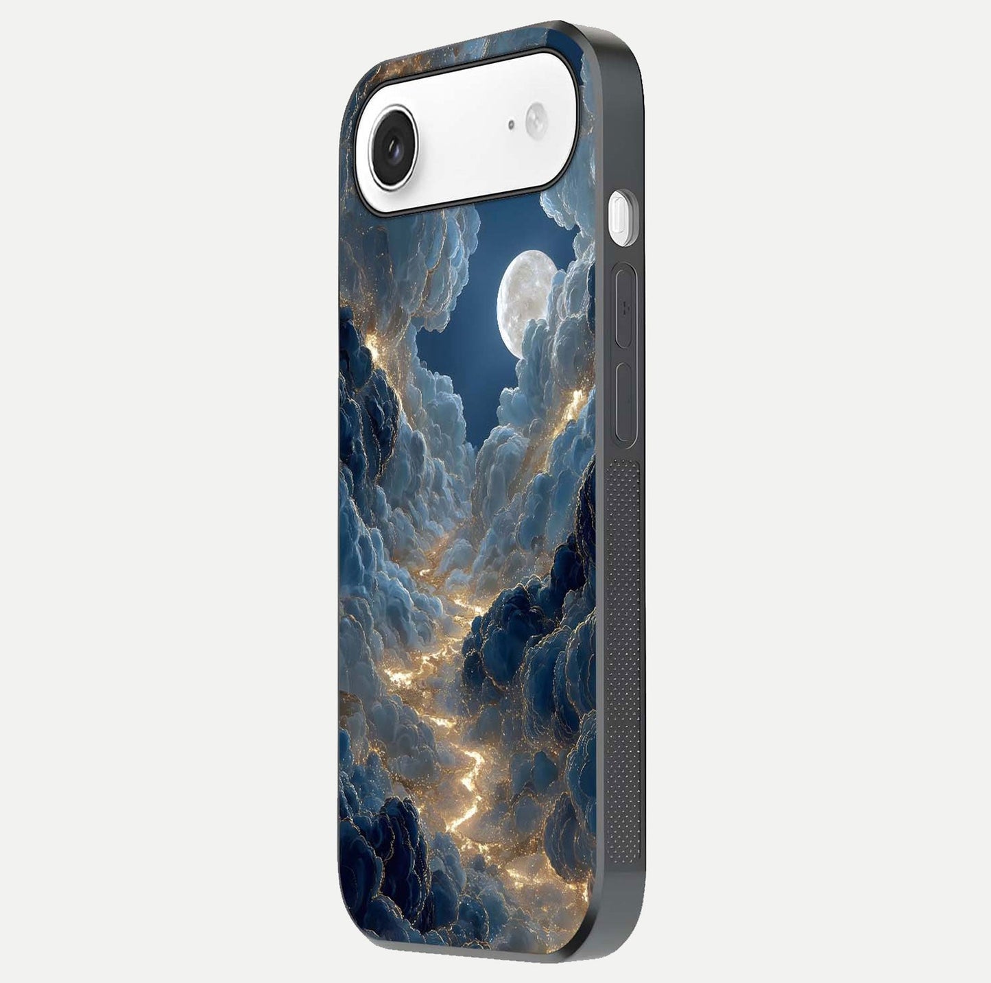 Celestial Cloud Road Glass Case for iPhone Air side-angle image showing soft pastel tones and edge clarity