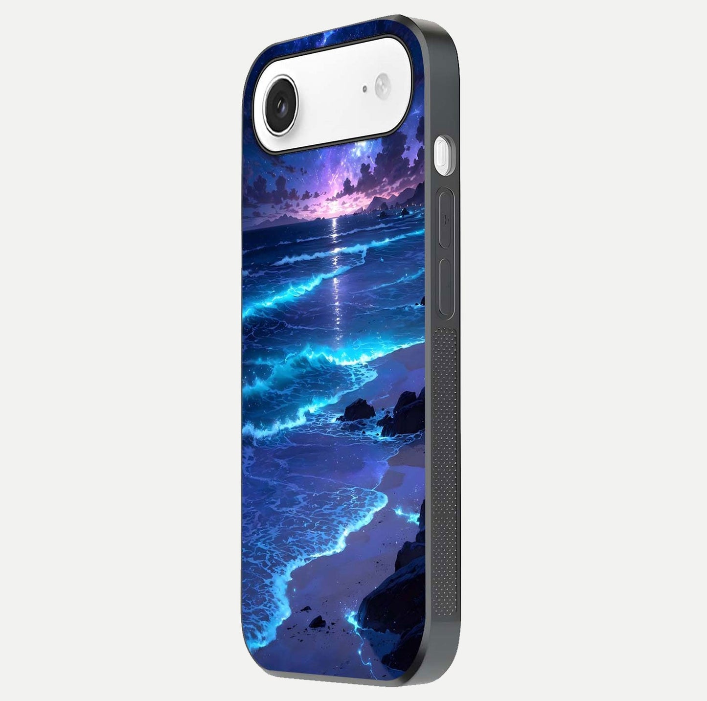 Classic Damn Look Glass Case for iPhone Air side-angle photo showing shine texture and curve reflection