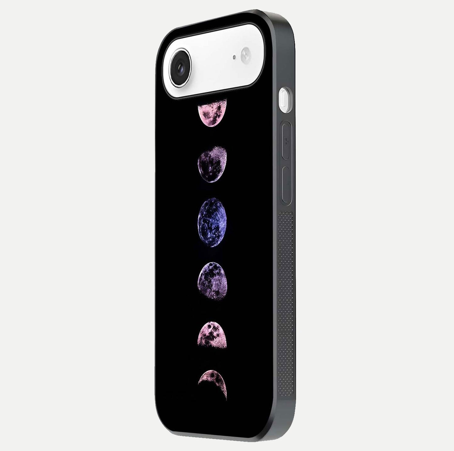 Crimson All Planets Glass Case for iPhone Air side-angle photo capturing edge glow and glass reflection
