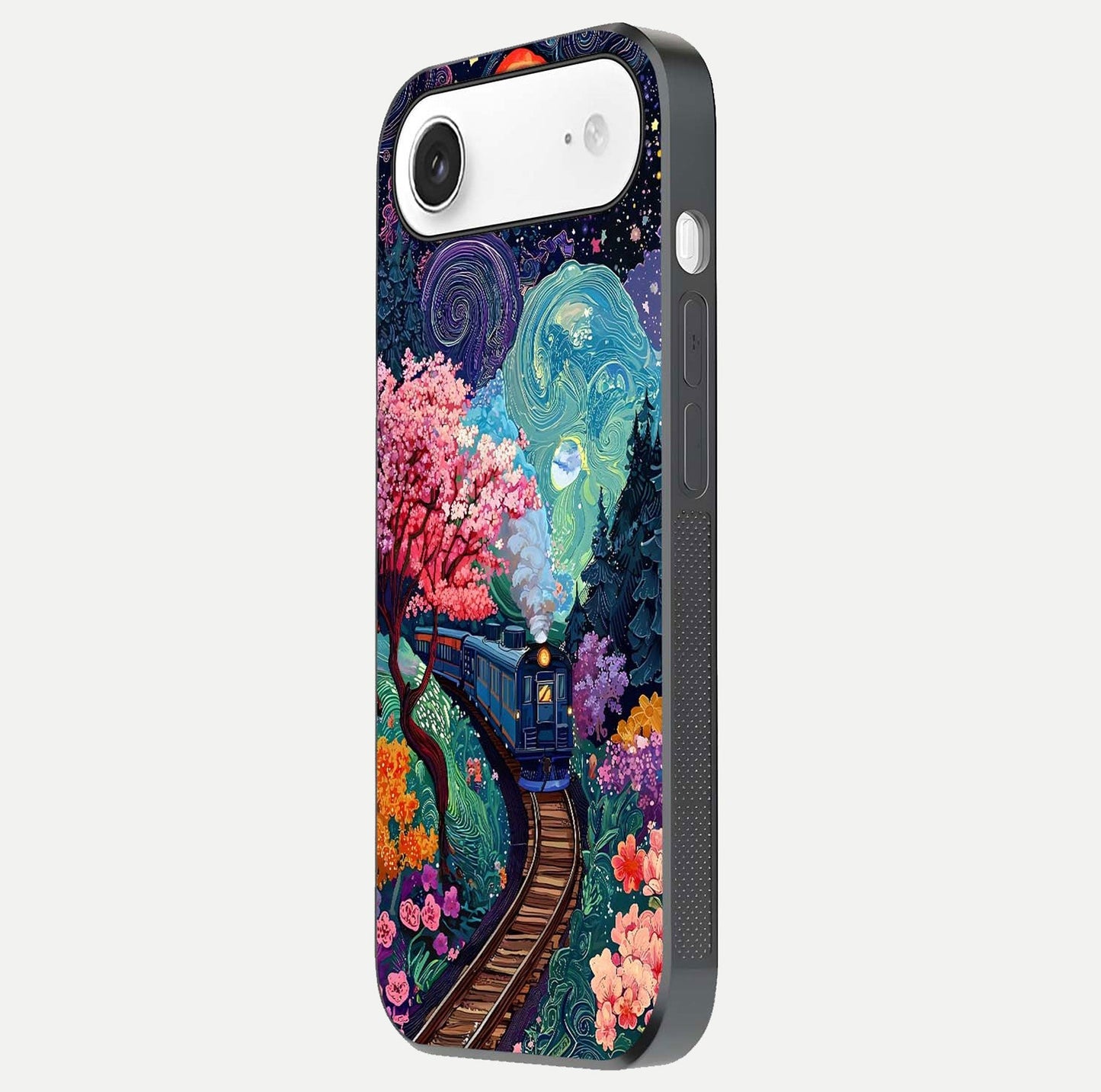 Digital Art Glass Case for iPhone Air side-angle photo showing shine depth and artistic clarity