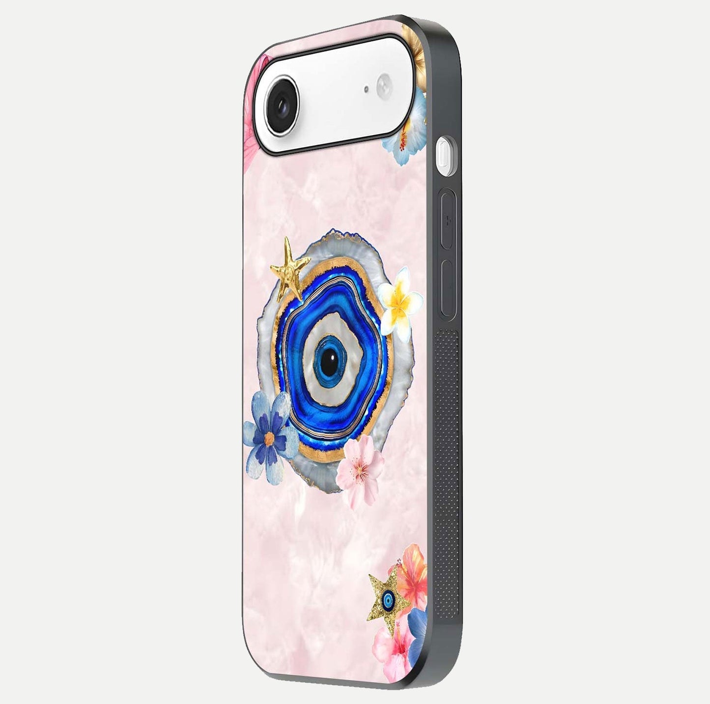 Divine Aura Bloom Glass Case for iPhone Air side-angle photo capturing reflection glow and premium polish