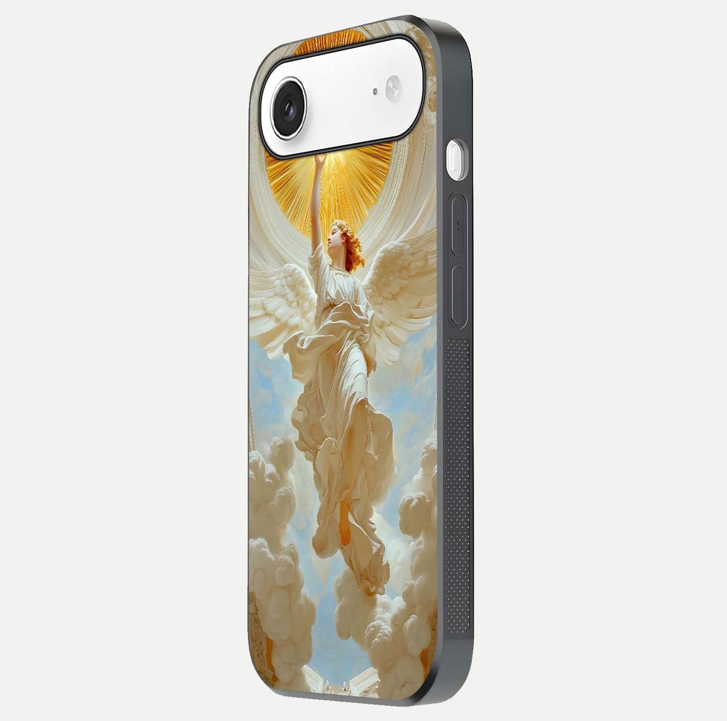 Divine Light Angel Glass Case for iPhone Air side-angle image capturing reflection shine and edge finish