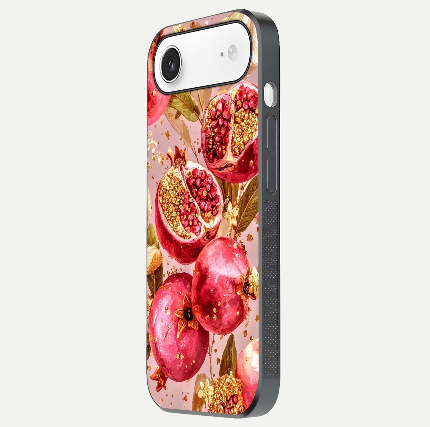 Golden Bloom Glow Glass Case for iPhone Air side-angle image showing light reflection, gloss texture, and rich tone