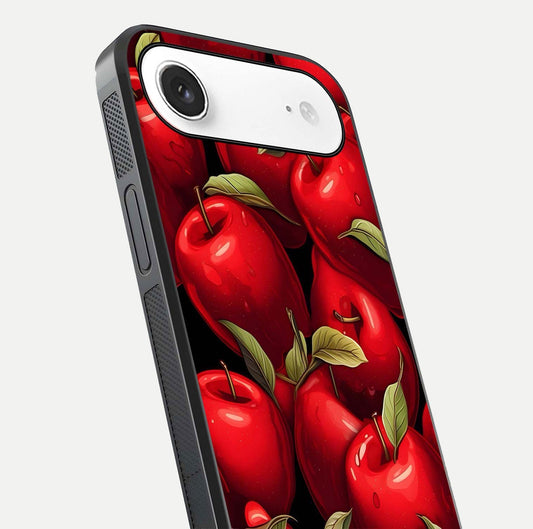 Apple Pattern Glass Case for iPhone Air close-up angle showing pattern texture and shine reflection