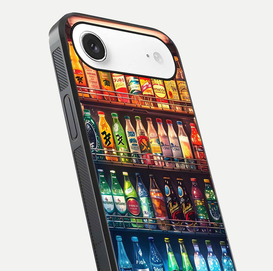 Colorful Soda Bottles Glass Case for iPhone Air close-up showing colorful bottles and HD reflection