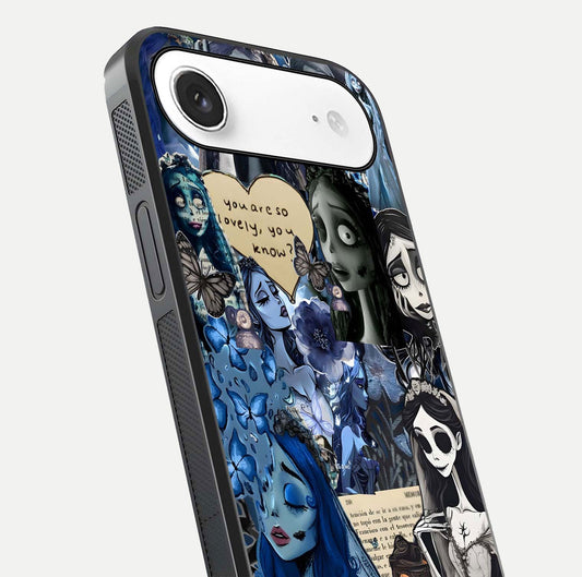 Corpse Bride Posters Glass Case for iPhone Air close-up highlighting detailed artwork and reflection polish