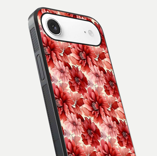 Crimson Love Petals Glass Case for iPhone Air close-up highlighting petal texture and light reflection