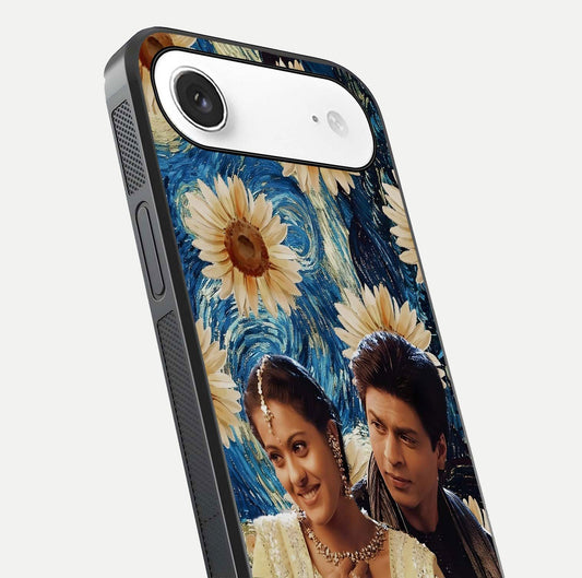Eternal Love Story Glass Case for iPhone Air close-up highlighting couple detail and light reflection
