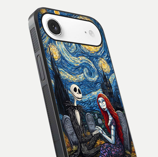 Eternal Night Love Glass Case for iPhone Air close-up highlighting stars and reflection glow