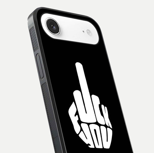 Rebel Mode On Glass Case for iPhone Air close-up angled shot highlighting reflective text and sharp design