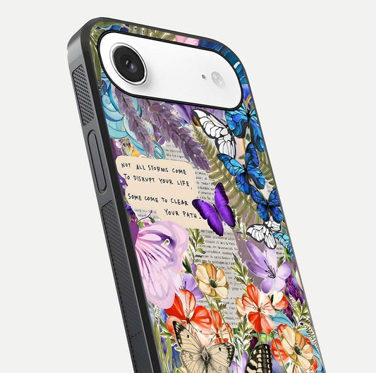 Storm Path Bloom Glass Case for iPhone Air close-up angled shot highlighting bloom texture and reflection