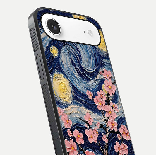 Van Gogh Scenery Glass Case for iPhone Air close-up angled shot highlighting brushwork texture and color depth