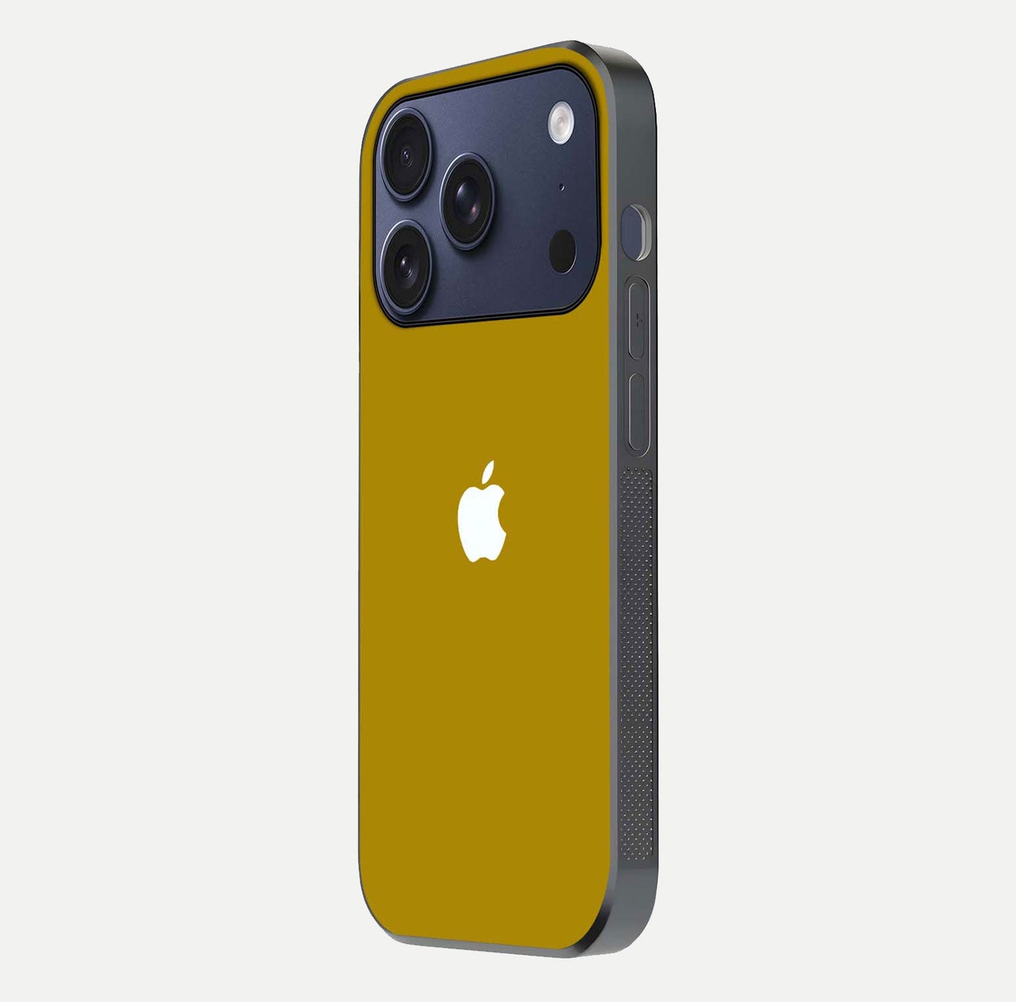 Golden Luxe Aura Glass Case for iPhone 17 Pro side-angle image showing reflection clarity and aura glow