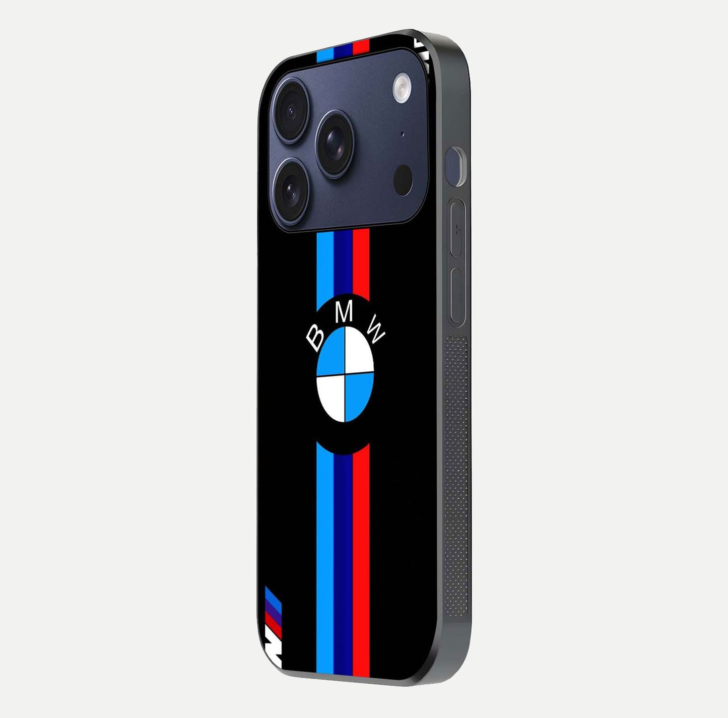 Turbo BMW Beast Glass Case for iPhone 17 Pro side-angle image showing reflection and sleek edge styling