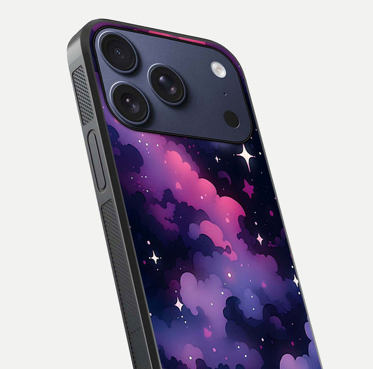 Celestial Moon Magic Glass Case for iPhone 17 Pro close-up view highlighting moon crater detail and glass shine