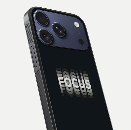 Mono Focus Vision Glass Case for iPhone 17 Pro close-up angled shot highlighting minimal contrast and reflection