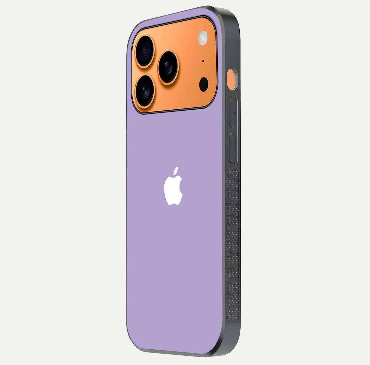 Lavender Soft Minimal Glass Case for iPhone 17 Pro Max side-angle image showing smooth reflection and minimal look