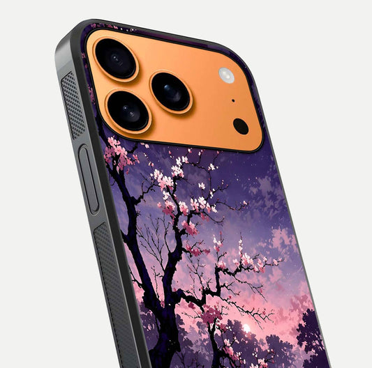 Blossom Pink Moon Glass Case for iPhone 17 Pro Max close-up shot showing pink tones, moon highlight, and reflection gloss