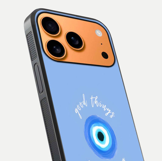 Bright Future Ahead Glass Case for iPhone 17 Pro Max close-up image highlighting bold quote text and HD reflection