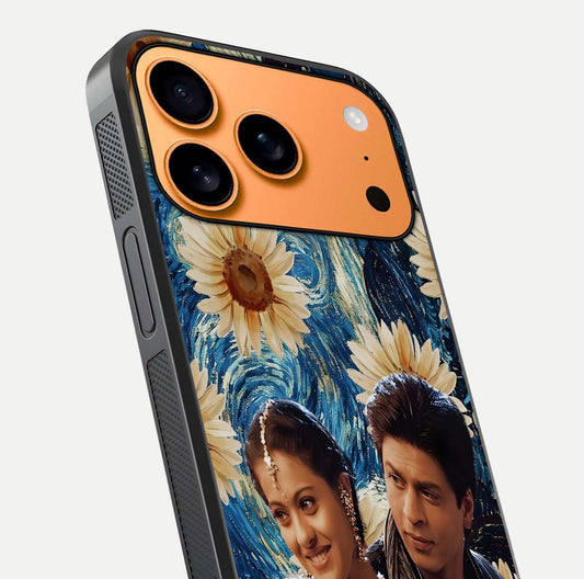 Eternal Love Story Glass Case for iPhone 17 Pro Max close-up highlighting couple detail and light reflection