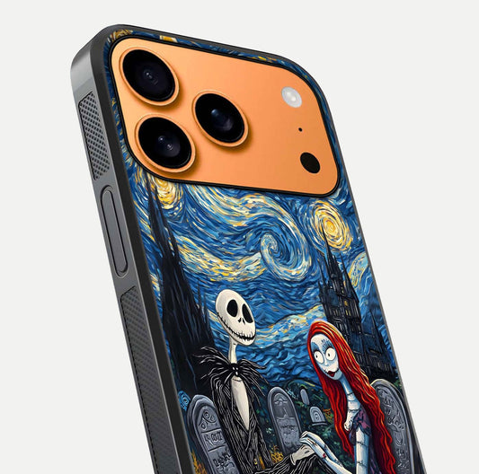 Eternal Night Love Glass Case for iPhone 17 Pro Max close-up highlighting stars and reflection glow