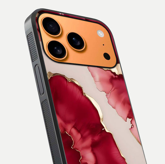 Pink & White Marble Glass Case For iPhone 17 Pro Max