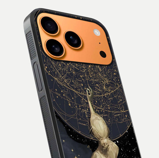 Taylor Swift Girl Glass Case for iPhone 17 Pro Max close-up angled shot highlighting texture and HD reflection