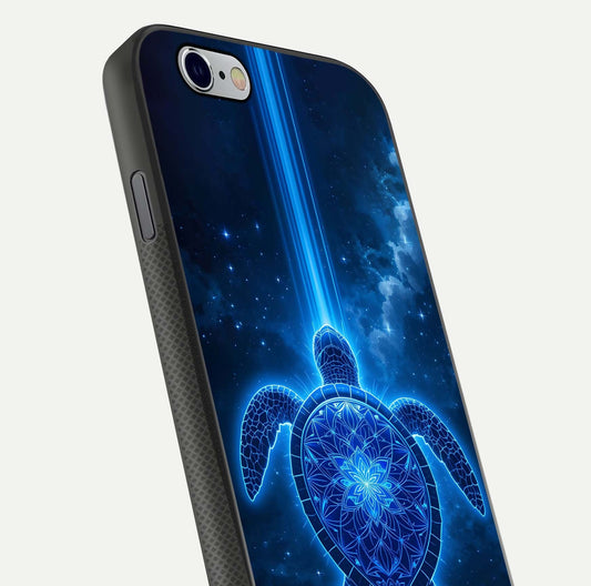 Blue Galaxy Turtle Glass Case for iPhone 16 Pro close-up image showing turtle shell detail and glowing galaxy tones