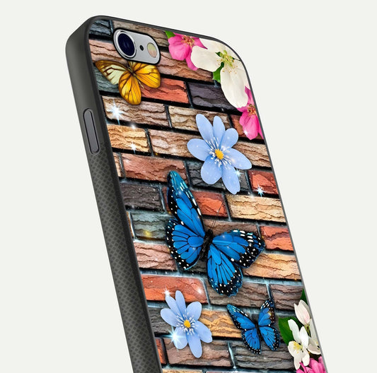 Brick Bloom Flight Glass Case for iPhone 16 Pro close-up angle highlighting flower clusters and reflection detail