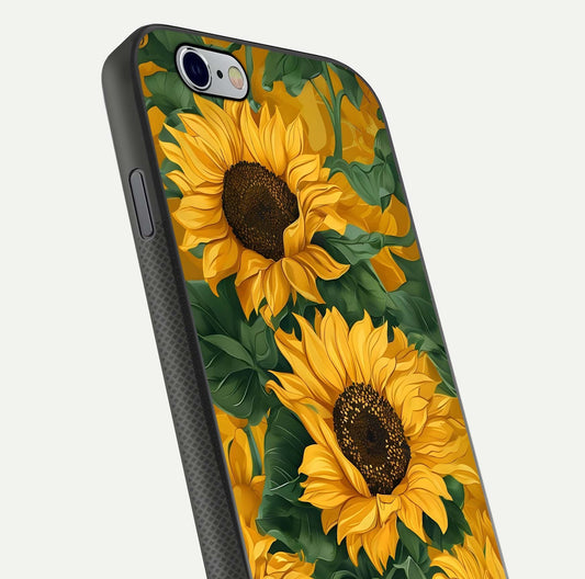 Bright Sunflower Bloom Glass Case for iPhone 16 Pro close-up image highlighting yellow petal detail and HD reflection