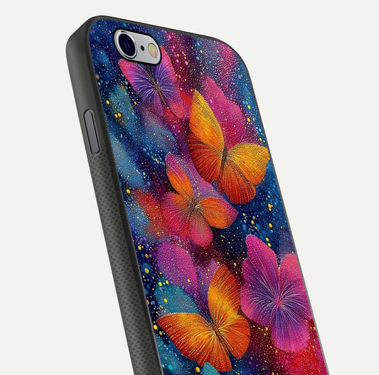 Butterfly Dream Mist Glass Case for iPhone 16 Pro close-up capturing wing pattern detail and glossy finish texture