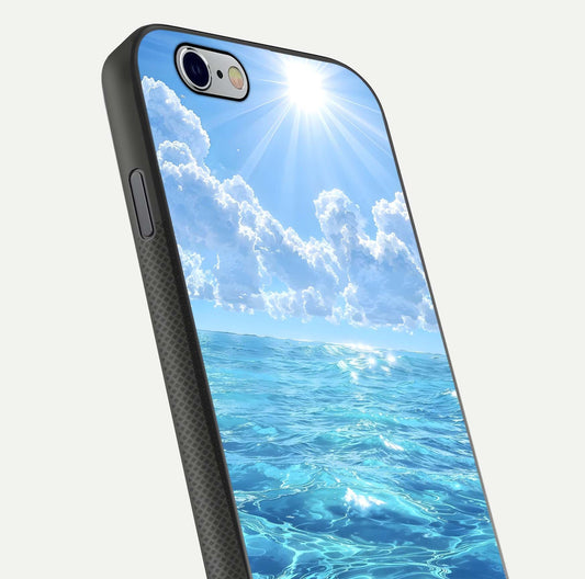 Endless Ocean Horizon Glass Case for iPhone 16 Pro close-up highlighting water texture and reflection shine
