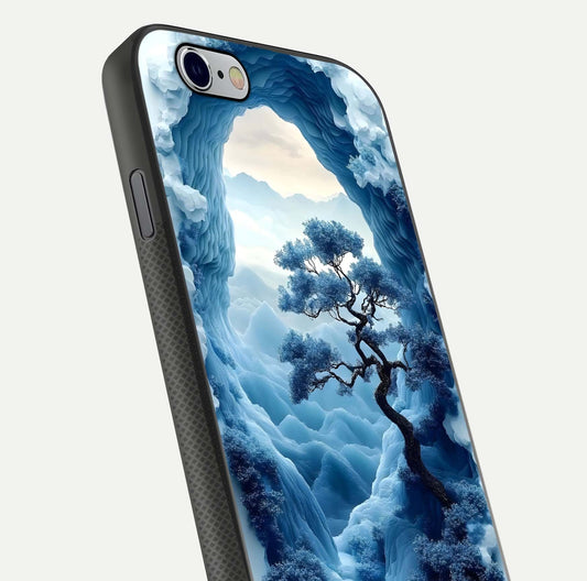 Frozen Serenity Gate Glass Case for iPhone 16 Pro close-up highlighting frosted texture and reflection tone