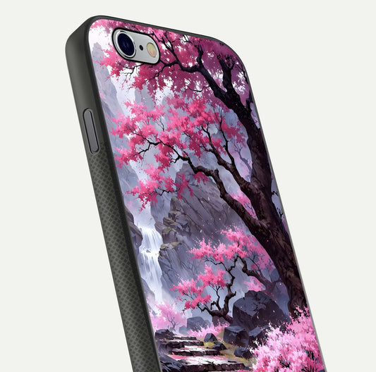 Pinkish Scenery Glass Case for iPhone 16 Pro close-up angled shot showing reflection and gradient color blend