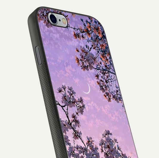 Purple Serenity Moon Glass Case for iPhone 16 Pro close-up angled shot showing reflection and gradient purple hues