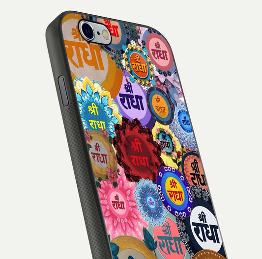 Radha Divine Bloom Glass Case for iPhone 16 Pro close-up angled shot highlighting divine detailing and shine
