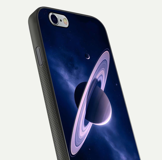 Saturn Ring Mystique Glass Case for iPhone 16 Pro close-up angled shot highlighting ring detail and HD reflection