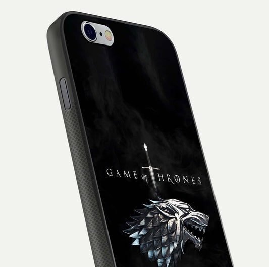 Throne Wolf Legacy Glass Case for iPhone 16 Pro close-up angled shot highlighting fur texture and reflection