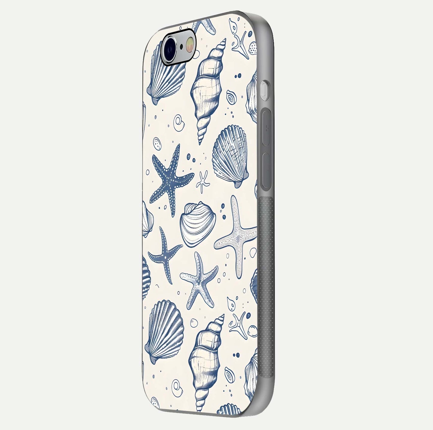 Blue Ocean Outline Glass Case for iPhone 16 Pro side-angle view showing clear edge lines and oceanic blue glow