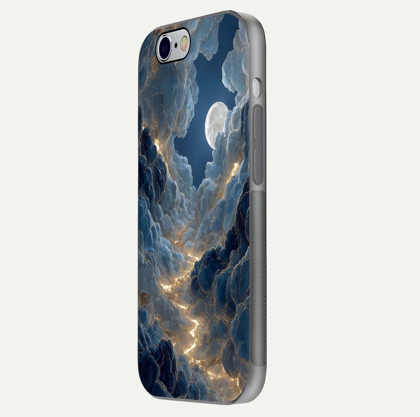 Celestial Cloud Road Glass Case for iPhone 16 Pro side-angle image showing soft pastel tones and edge clarity